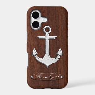 Personalise it! Wet Nautical Mahogany Anchor Steel
