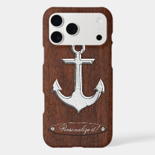 Personalise it! Wet Nautical Mahogany Anchor Steel