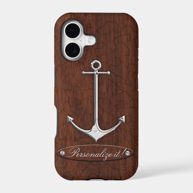 Personalise it! Wet Nautical Mahogany Anchor Steel (Back)