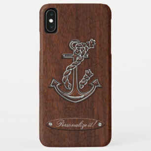 Personalise it! Wet Nautical Mahogany Anchor Steel iPhone XS Max Case