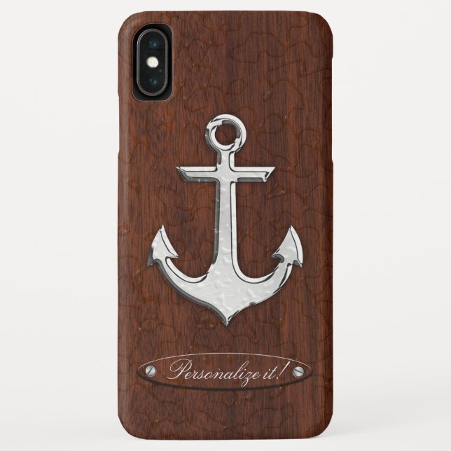 Personalise it! Wet Nautical Mahogany Anchor Steel Case-Mate iPhone Case (Back)