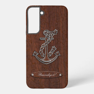 Personalise it! Wet Nautical Mahogany Anchor Steel Samsung Galaxy Case