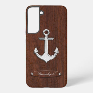 Personalise it! Wet Nautical Mahogany Anchor Steel Samsung Galaxy Case