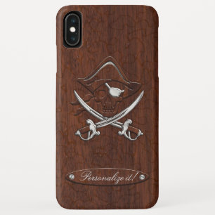 Personalise it! Wet Nautical Mahogany Pirate Skull iPhone XS Max Case