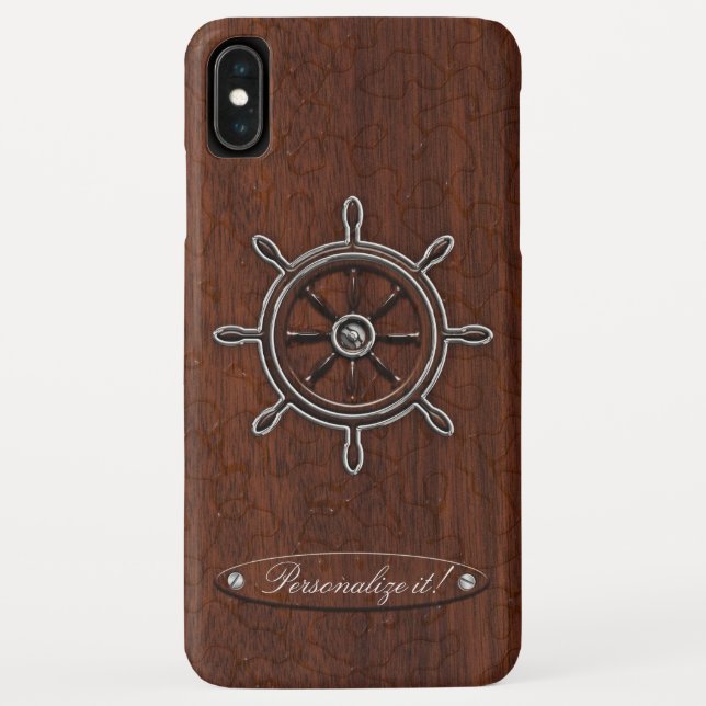 Personalise it! Wet Nautical Mahogany Wheel Case-Mate iPhone Case (Back)