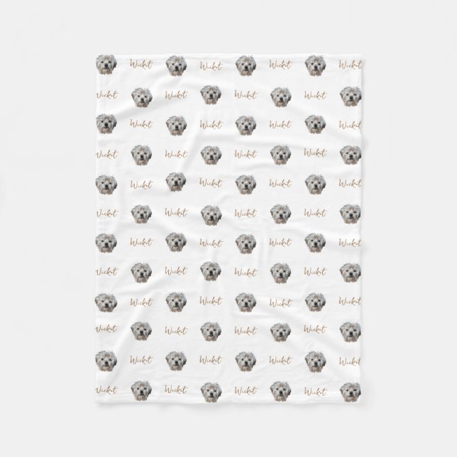 Personalise It! WHITE Pet Photo And Name Fleece Blanket (Front)