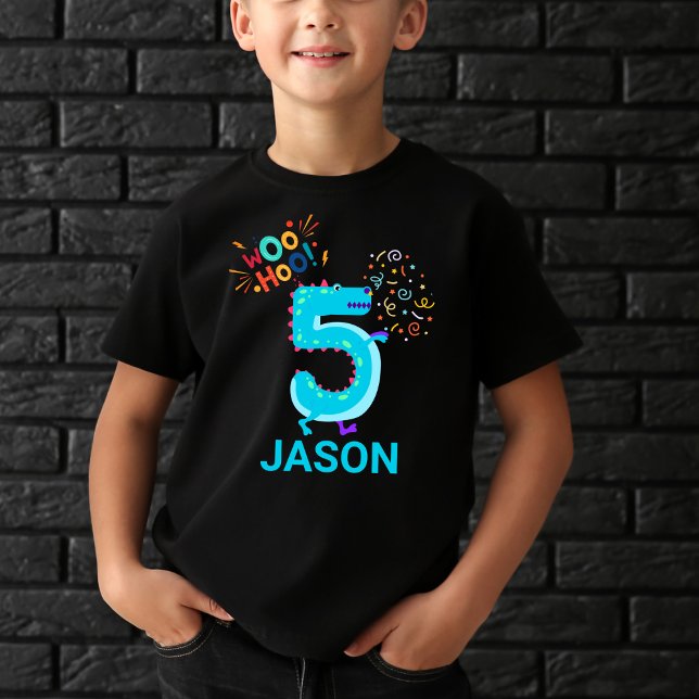 Personalise it! Woohoo Monster 5th Birthday Kids T-Shirt (Creator Uploaded)