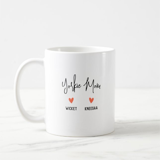 Personalise It! Yorkie Mum 2 Heart Name Coffee Mug (Left)
