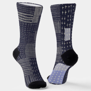 Personalise Japanese sashiko resembling pattern Socks