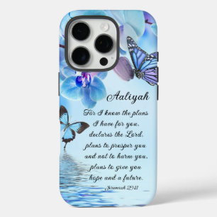 Personalise Jeremiah 29:11 Orchids Butterfly Bible iPhone 16 Pro Case