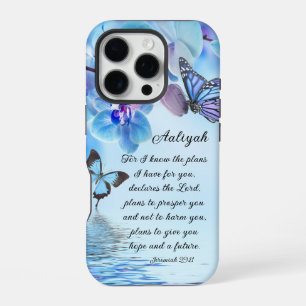 Personalise Jeremiah 29:11 Orchids Butterfly Bible iPhone 16 Pro Case