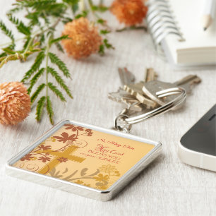 Personalise, Jubilee Anniversary Nun Cross, Swirls Key Ring