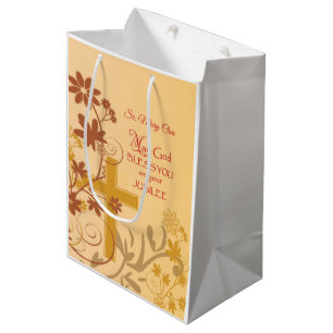 Personalise, Jubilee Anniversary Nun Cross, Swirls Medium Gift Bag