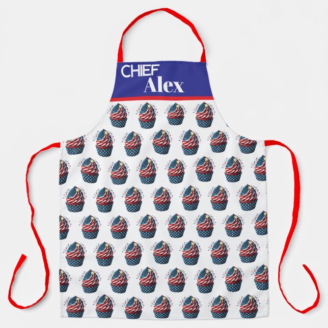 Personalise July 4th Cupcakes All-Over Print Apron (Front)