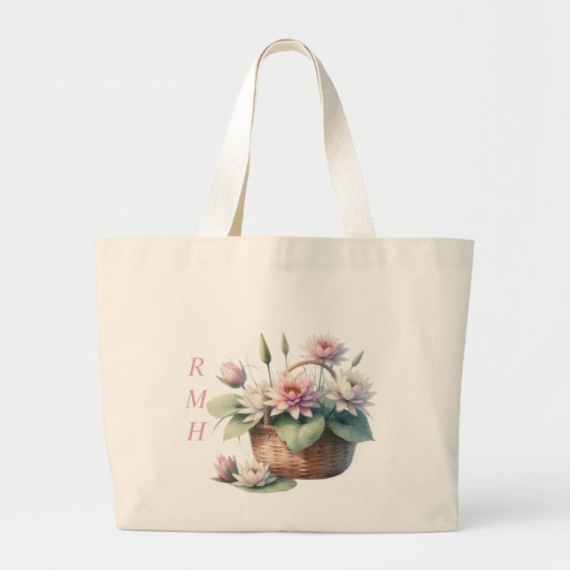 Personalise July Water Lily Tote Bag (Front)