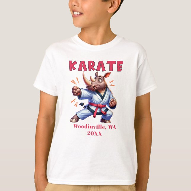 Personalise Karate Practitioner Location Date Name T-Shirt (Front)