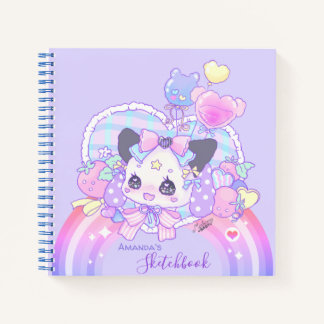 Personalise - kawaii cute kitty bunny, purple notebook