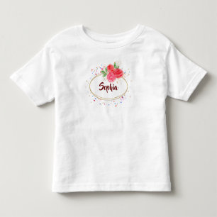 Personalise kids T-shirt, glitter rose name girl T Toddler T-Shirt