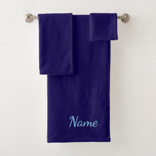 Personalise Kids Teen Navy Blue Bath Towel Set