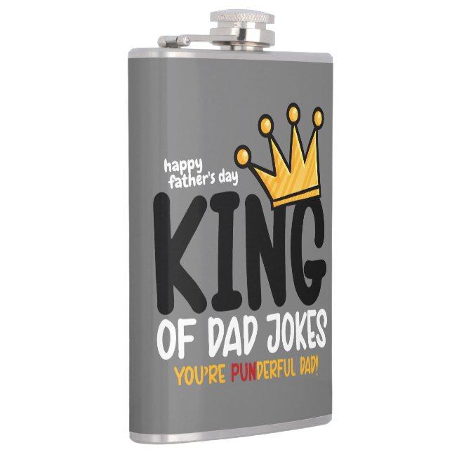 Personalise King of Dad Jokes  Hip Flask (Right)