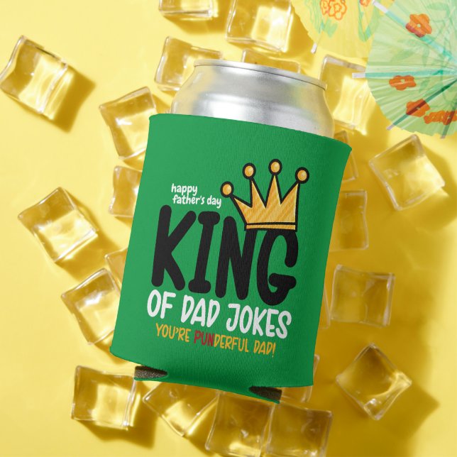 Personalise King of Dad Jokes  Water Bottle Can Cooler (In Situ Summer)