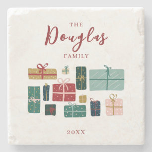 Personalise Kraft Family Christmas Gifts   Stone Coaster