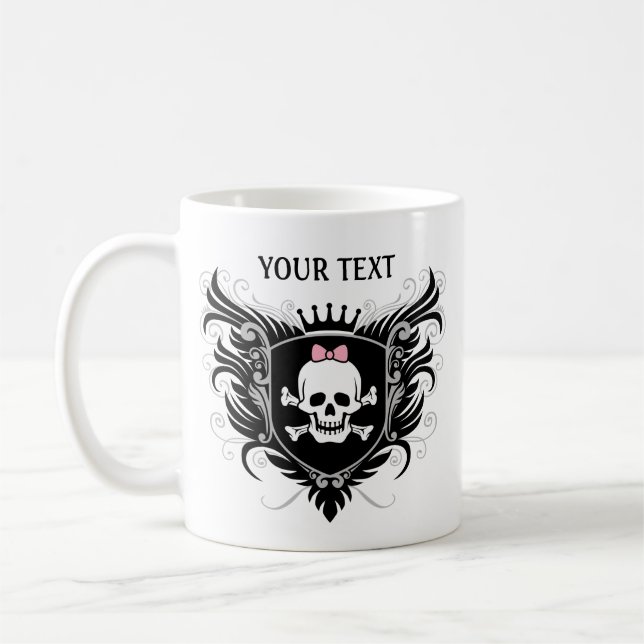 Personalise Lady Skull Crest Coffee Mug (Left)