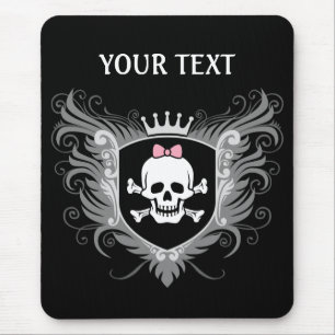Personalise Lady Skull Crest [dark] Mouse Mat