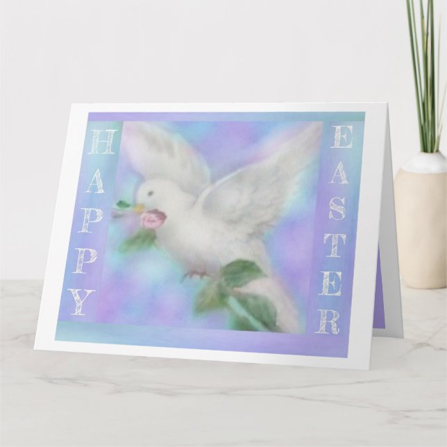 Personalise large "Dove with a Rose"  Easter Card (Front)