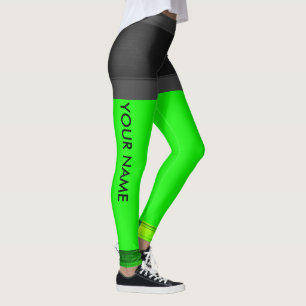 Personalise Leggings Neon Green Running Pants