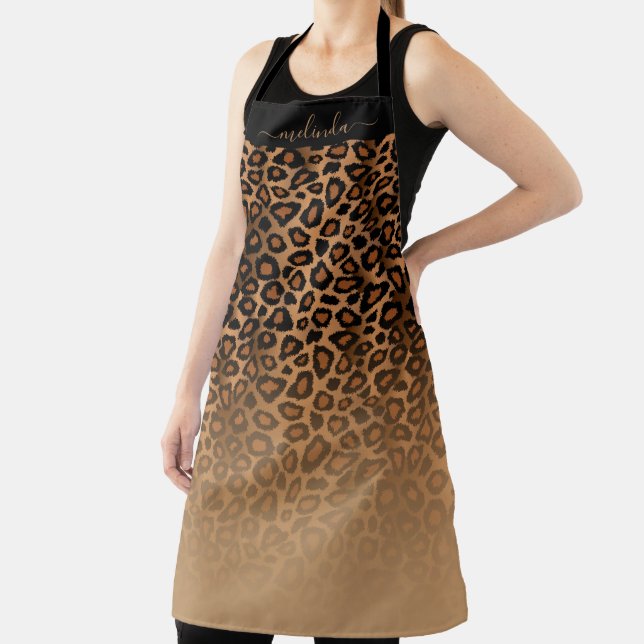 Personalise Leopard Ombre Animal Print Apron (Insitu)