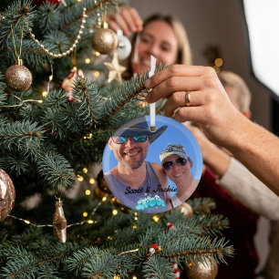 Personalise LET IT SNOW Photo Glass Tree Decoration