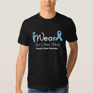 Personalise Light Blue Ribbon Prostate Cancer T-Shirt