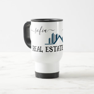 Personalise Logo Real Estate Agent Small Business  Travel Mug