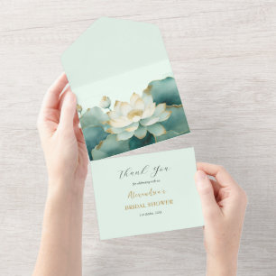 Personalise Lotus flower Bridal Shower Thank you All In One Invitation