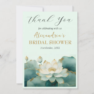 Personalise Lotus flower Bridal Shower Thank you Card