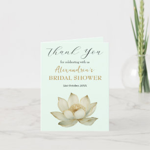 Personalise Lotus flower Bridal Shower Thank you Card