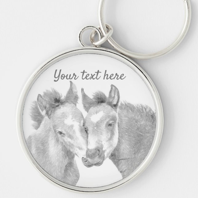 Personalise Love Horses Button Keychain (Front)