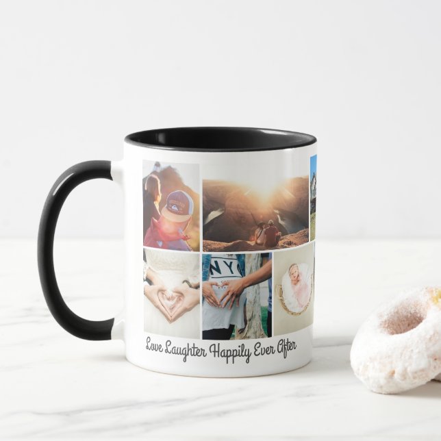 Personalise Love Laughter Happily Ever After Mug (With Donut)