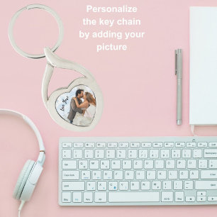 Personalise Love You Heart Shape Photo Key Ring