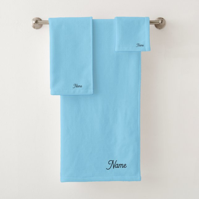 Personalise Lt Blue Gift Personal      Bath Towel Set (Insitu)