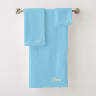Personalise Lt Blue + Yellow Gift Personal      Bath Towel Set