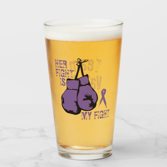 Personalise Lupus Support Her Fight is Mine Boxing Glass (Front Filled)