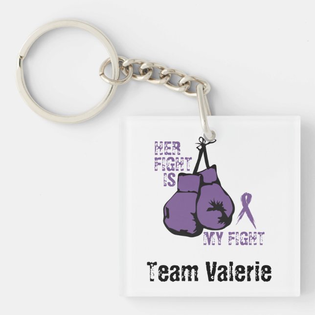 Personalise Lupus Support Her Fight is Mine Boxing Key Ring (Front)