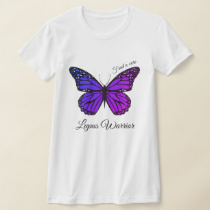 Personalise Lupus Support Pretty Purple Butterfly T-Shirt