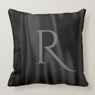 Personalise:  Luxurious Black Faux Satin Fabric Cushion