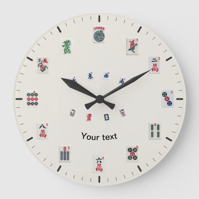 Personalise MahJongg tiles design Large Clock (Front)