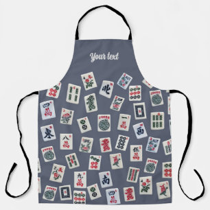 Personalise MahJongg tiles design on dark blue Apron