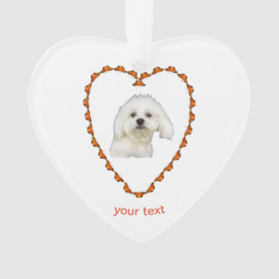 Personalise Maltese Puppy in heart Ornament