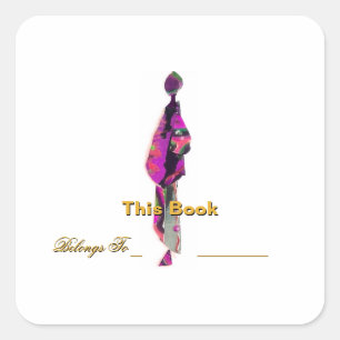 Personalise Man Standing Bookplate Square Sticker